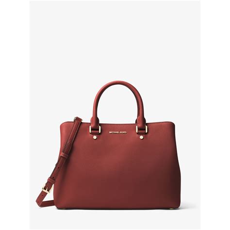 michael kors red savannah|michael kors savannah large satchel.